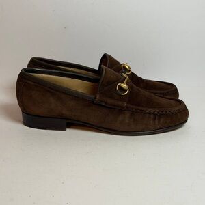 Gucci Horsebit Brown Suede Loafers Size 4.5